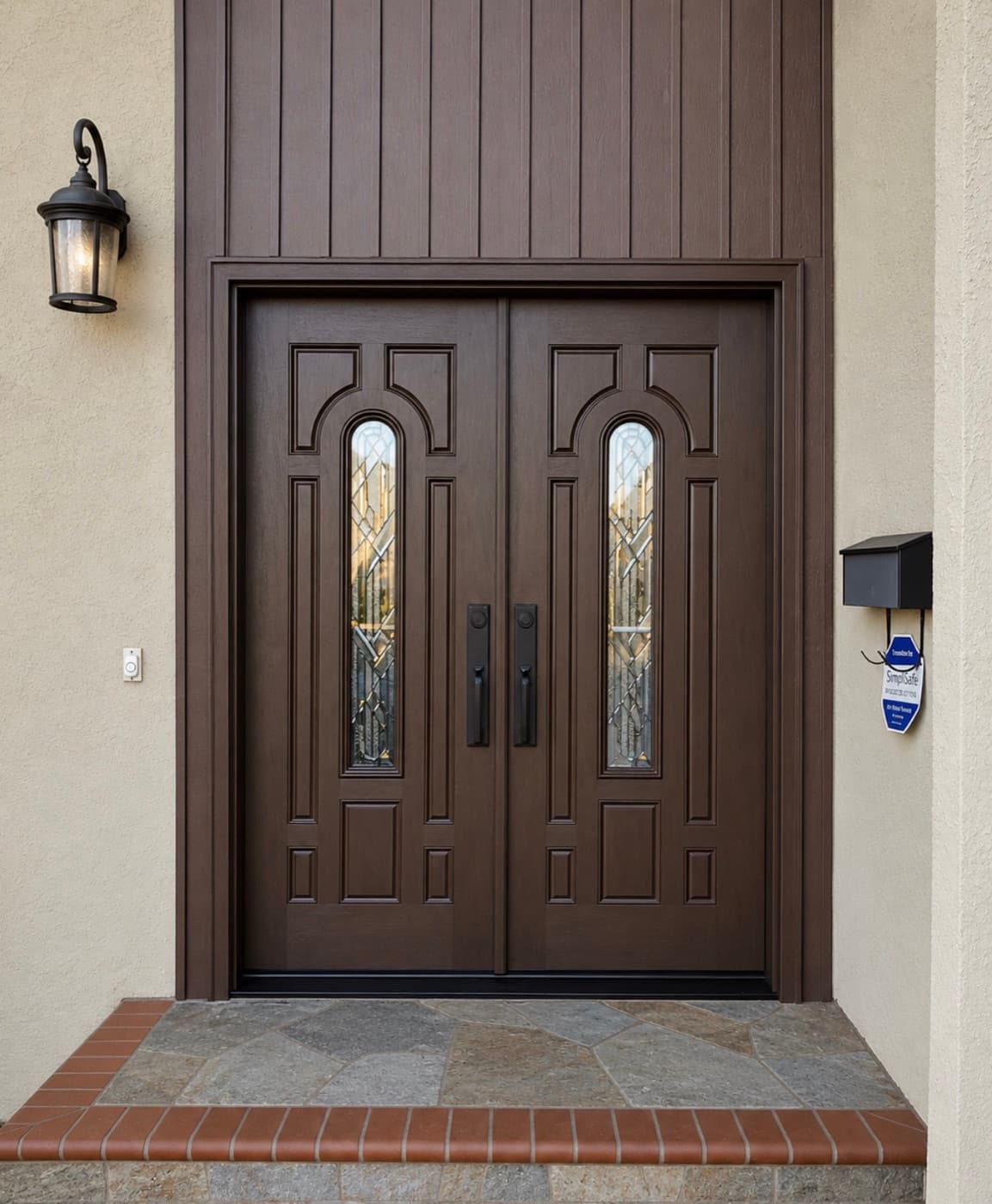 Custom carved double entry door